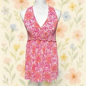 Matilda Jane Skyride Tank Top Pink Floral Sleeveless Knit Shirt Women M